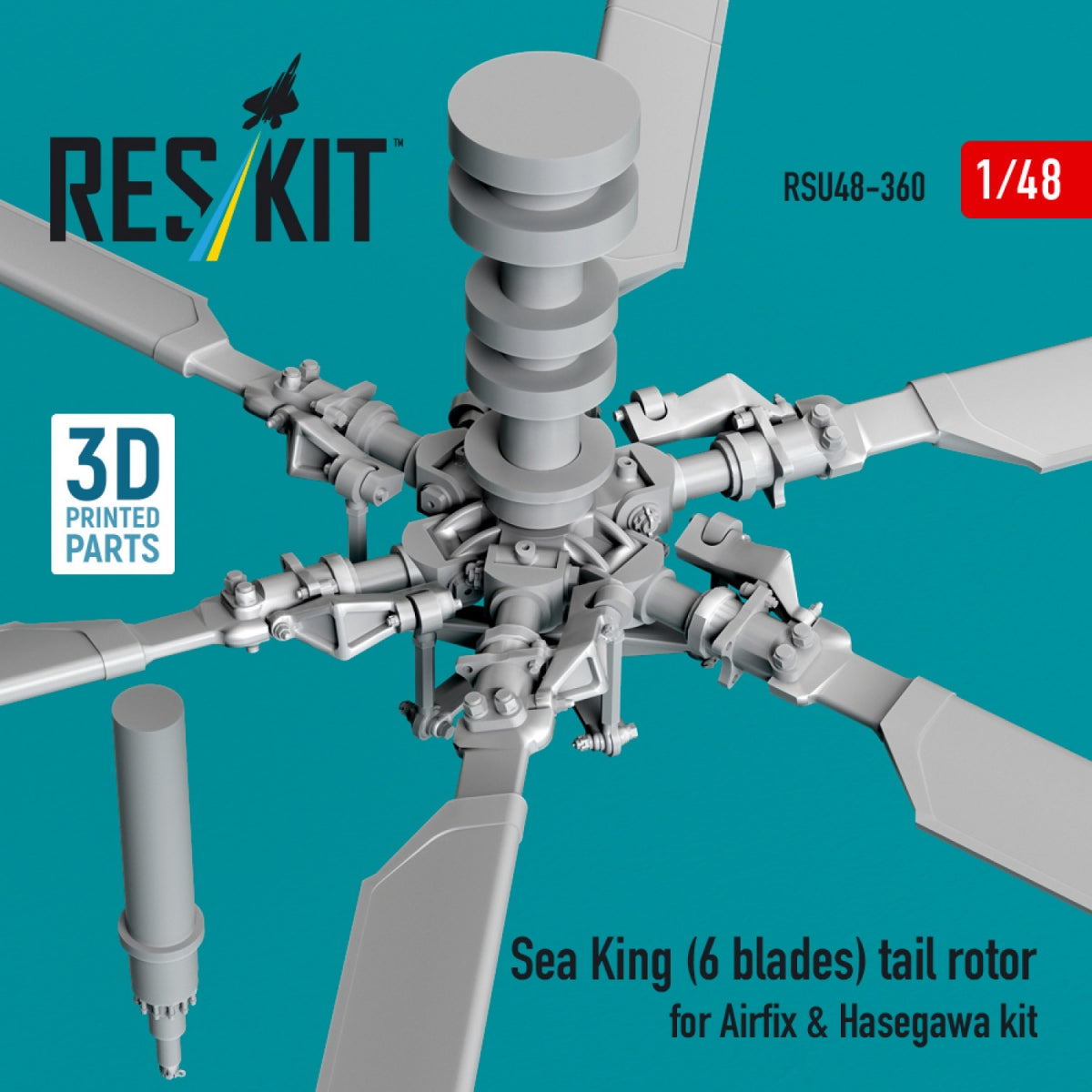 RESKIT RSU48-0360 Rotor de queue Sea King (6 pales) pour maquettes Airfix et Hasegawa (impression 3D) au 1/48 – imagen 2