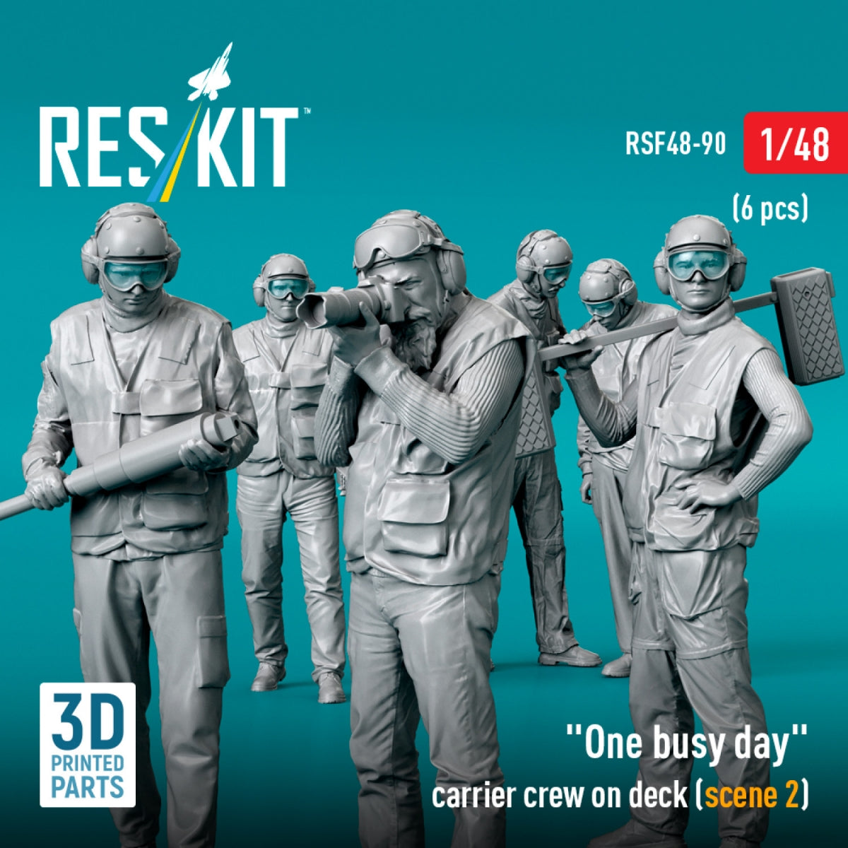 RESKIT RSF48-0090 &amp;quot;One busy day&amp;quot; carrier crew on deck (scene 2) (6 pcs) (3D Printed) 1/48 – zdjęcie 2