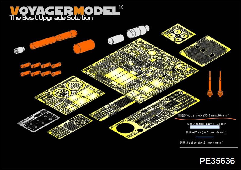 Maquette Voyager PE35636 Leopard 1A4 MBT allemand moderne, version B, avec canon (pour MENG TS-007), échelle 1/35