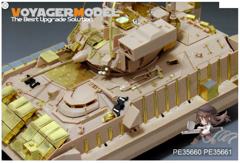 Maquette Voyager PE35660 M2A3 BRADLEY de l&amp;#39;armée américaine moderne avec système BUSK III IFV Basic (canon et lance-fumigènes inclus) (Pour MENG SS-004) 1/35  – image 4