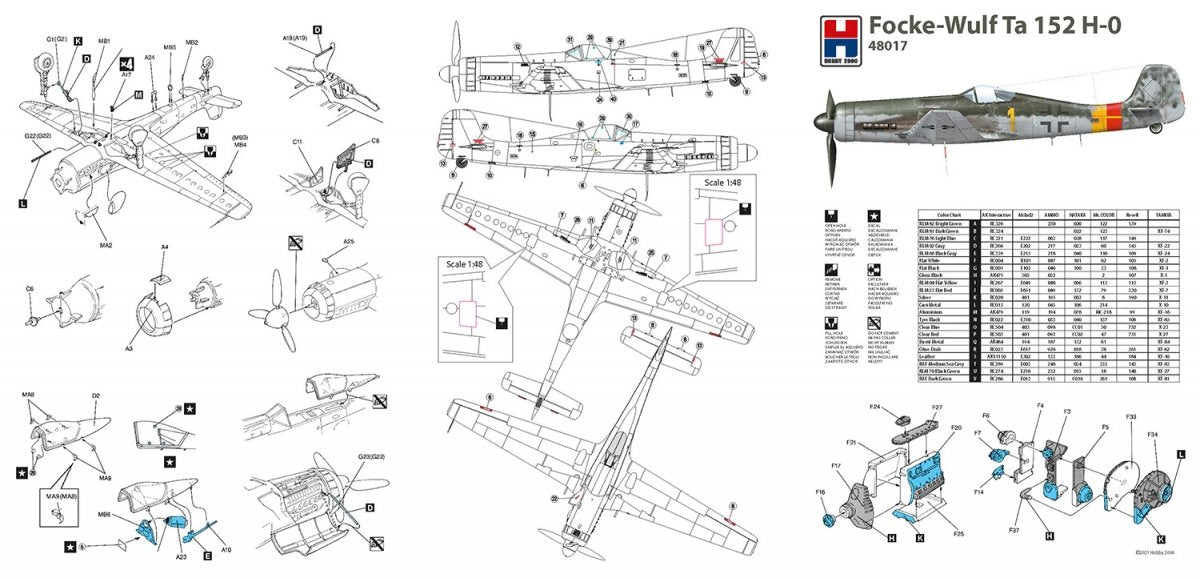 Hobby 2000 48017 Focke-Wulf Ta 152 H-0 (DRAGON + CARTOGRAF) 1/48 – Bild 3