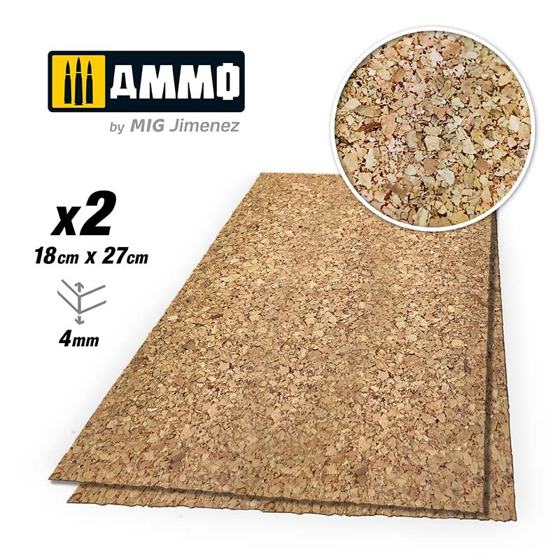Munitions Mig Jimenez 8844 Créer du liège à grain épais 2x4 mm