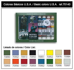 Coffret de peinture Vallejo Model Color - Couleur de base USA (70140) 16x17ml.