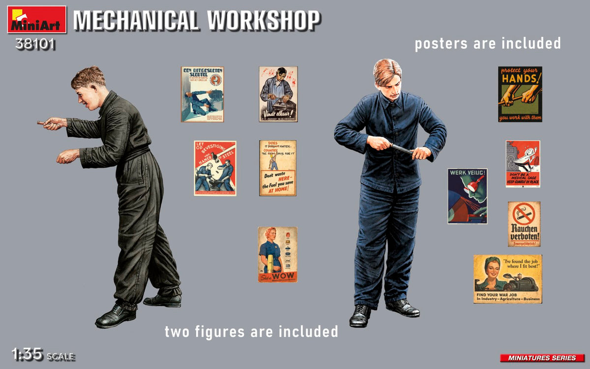 MiniArt 38101 MECHANICAL WORKSHOP includes 2 figures 1/35