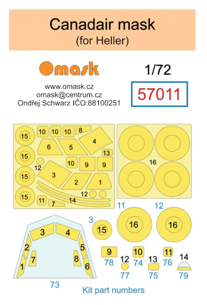 Omask 57011 Masque CANADAIR (pour Heller) 1/72