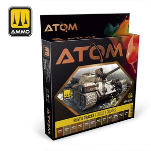 AMMO de Mig Jimenez ATOM 20703 Rust &amp;amp; Tracks Set 12 x 20 ml