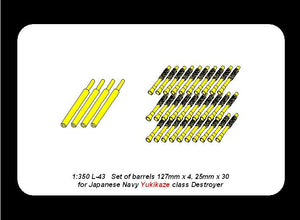 Aber 350L-43 Jeu de canons 127 mm x 4 ; 25 mm x 30 pour destroyer de classe Yukikaze de la marine japonaise (1/350) – immagine 4
