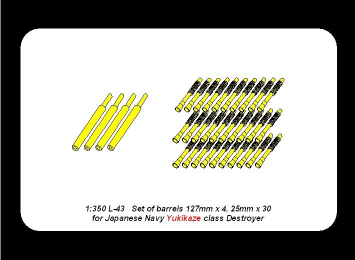 Aber 350L-43 Jeu de canons 127 mm x 4 ; 25 mm x 30 pour destroyer de classe Yukikaze de la marine japonaise (1/350) – immagine 4