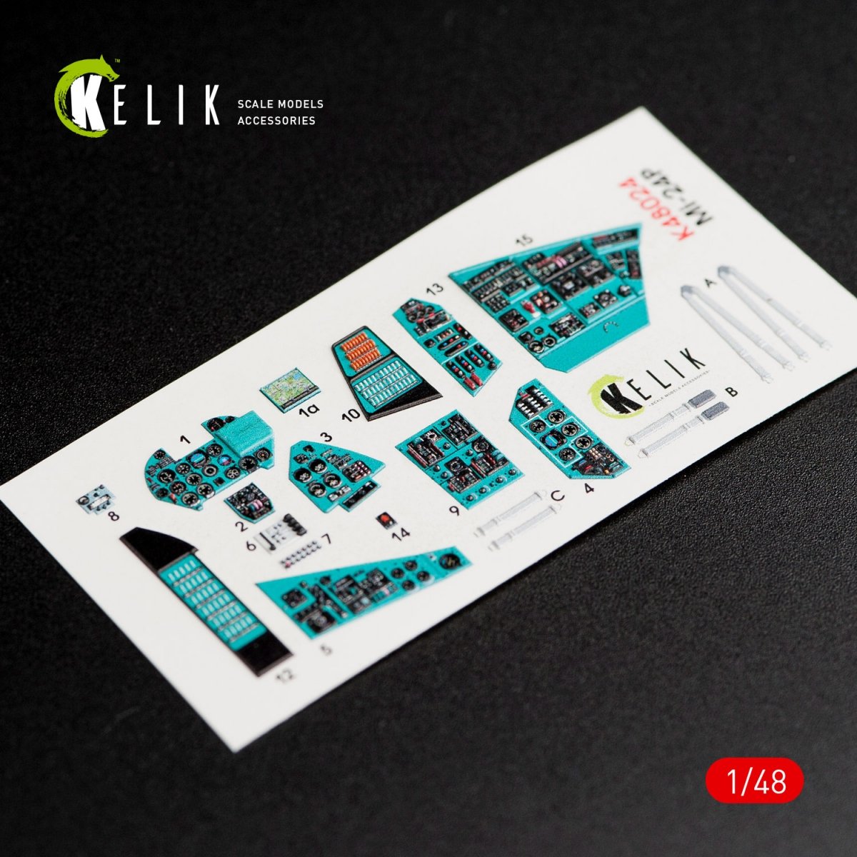 KELIK K48024 MI-24P AUTOCOLLANTS 3D INTÉRIEURS POUR KIT ZVEZDA 1/48