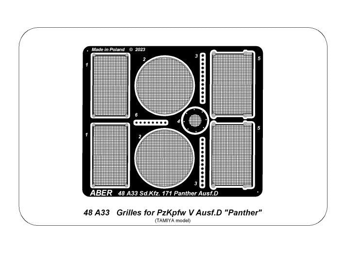Aber 48A33 Grilles pour Panther D 1/48  – immagine 2