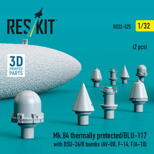 RESKIT RS32-0525 Mk.84 à protection thermique/BLU-117 avec bombes BSU-36/B (2 pièces) (Impression 3D) 1/32 – Bild 2