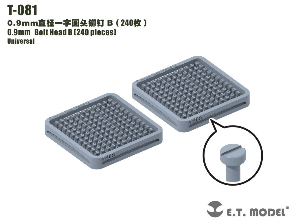 Rivets ET Modèle T-081 Tête de boulon 0,9 mm B (240 pièces)