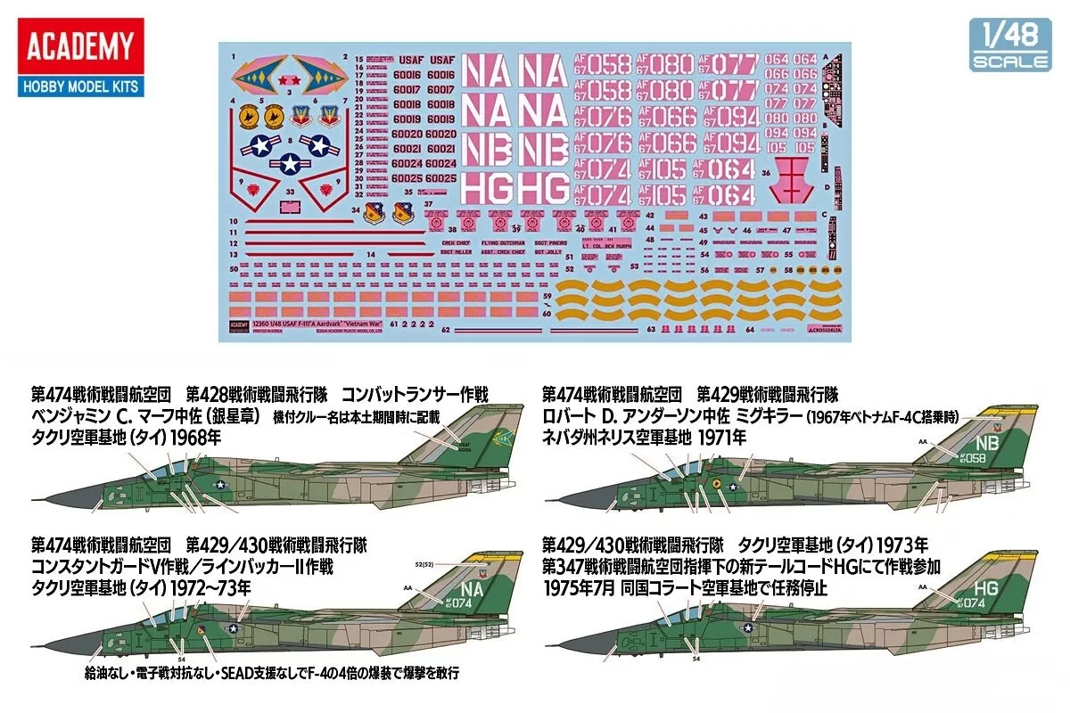 Maquette Academy 12360 General Dynamics F-111A Aardvark Vietnam 1/48  – Bild 3