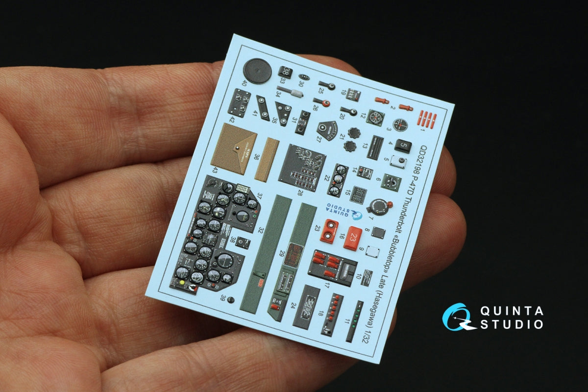 Quinta Studio QD32198 P-47D Thunderbolt Bubbletop Late, intérieur coloré imprimé en 3D sur papier décalcomanie (Hasegawa), échelle 1/32 – image 4