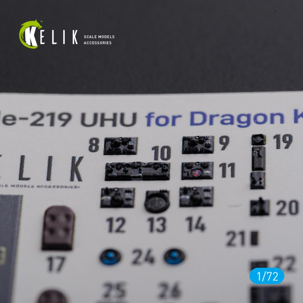 Décalcomanies 3D intérieures KELIK K72104 HE-219 UHU pour maquette Dragon au 1/72 – image 3