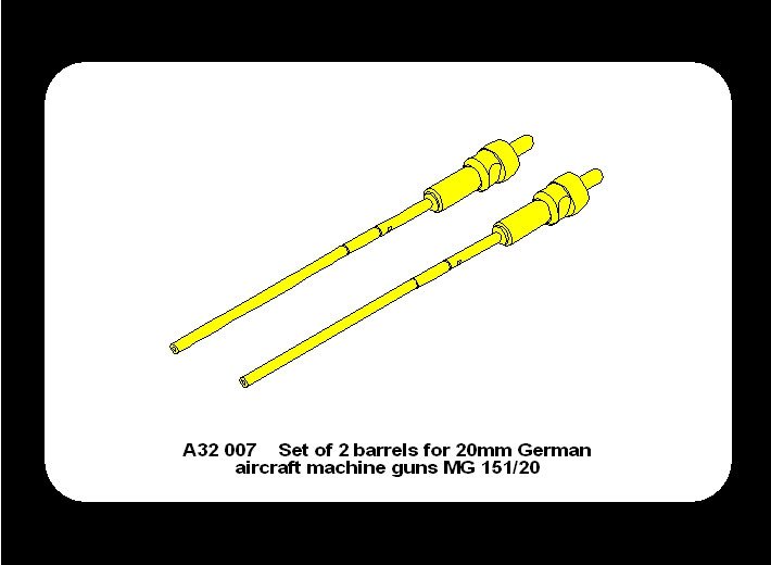 Aber A32007 Ensemble de 2 canons pour mitrailleuses de 20 mm d&amp;#39;avions allemands MG 151/20 (1/32) – image 6