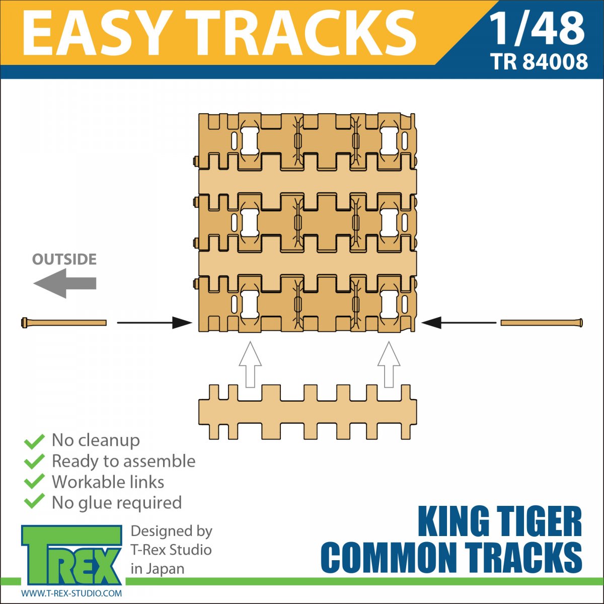 T-Rex Studio TR84008 Patins de chenilles King Tiger 1 1/48 – imagen 5