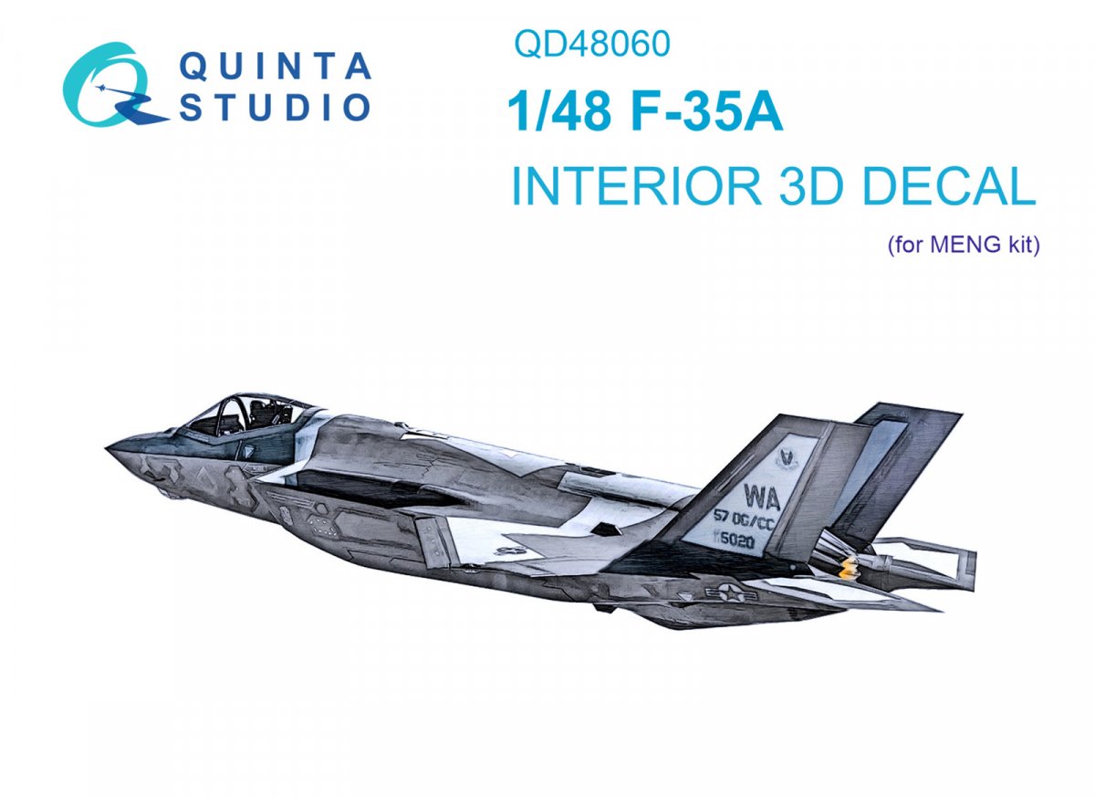 Intérieur imprimé en 3D et coloré du F-35A de Quinta Studio QD48060 (Meng) à l'échelle 1/48