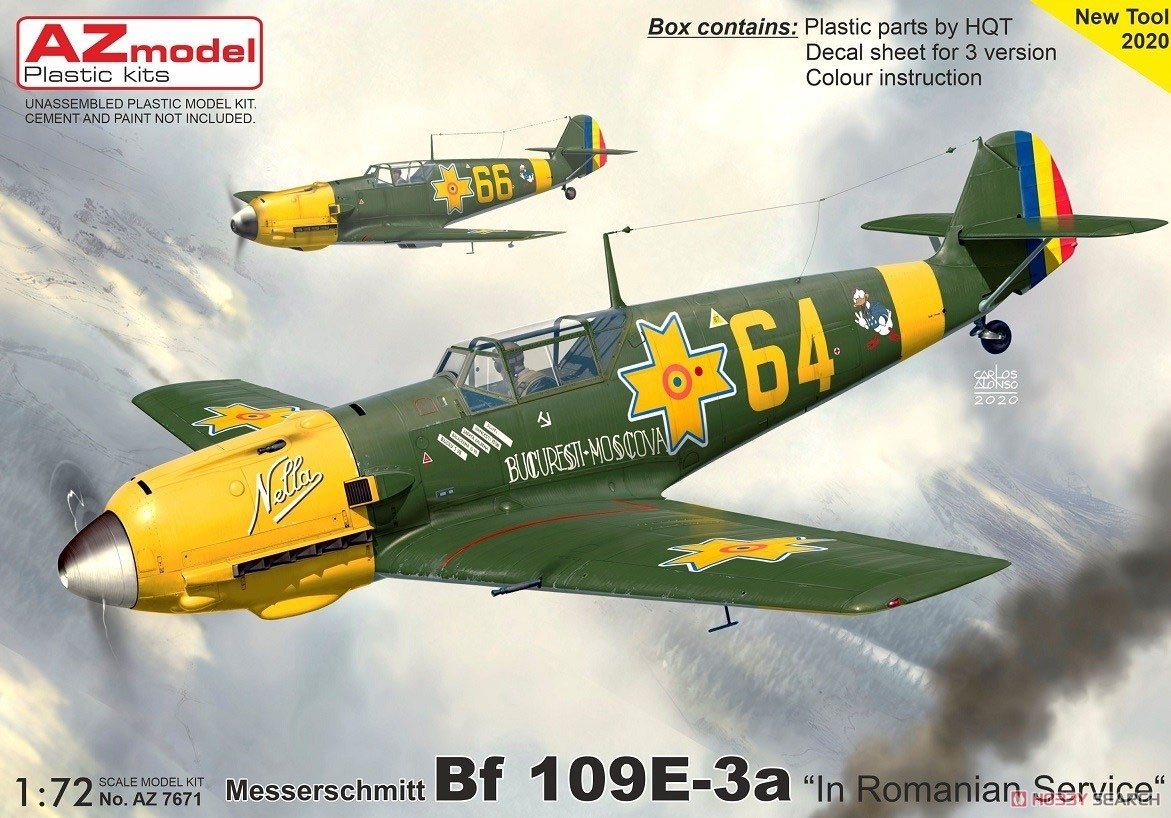 Messerschmitt Bf.109E-3a Emil, modèle AZ7671, en service en Roumanie, échelle 1/72