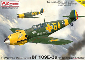 Messerschmitt Bf.109E-3a Emil, modèle AZ7671, en service en Roumanie, échelle 1/72