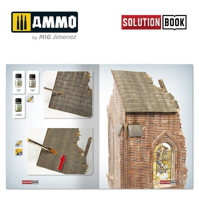 AMMO of Mig Jimenez 6510 How to Paint Brick Buildings. Colors &amp;amp; Weathering System Solution Book (Multilingual) – zdjęcie 8