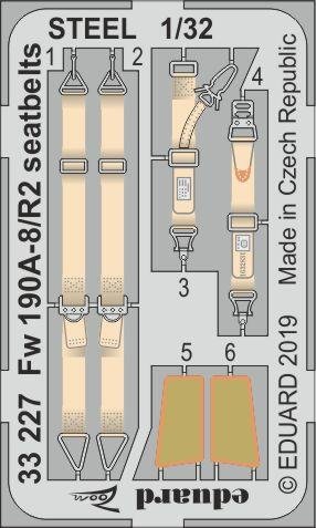 Ceintures de sécurité Eduard 33227 Fw 190A-8/ R2 en acier Revell 1/32