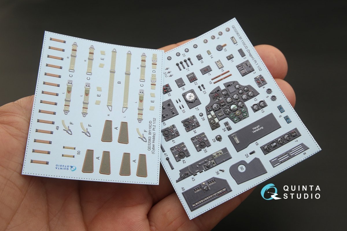 Intérieur imprimé en 3D et coloré sur papier décalcomanie Quinta Studio QD32063 Bf 110C/D (pour maquette Dragon) 1/32  – imagen 2