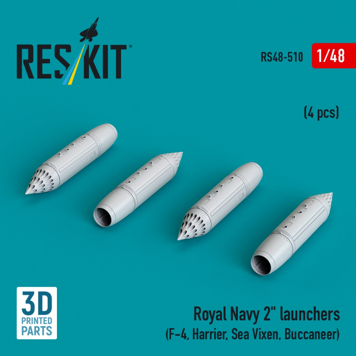 RESKIT RS48-0510 Lanceurs 2&amp;quot; de la Royal Navy (4 pièces) (Impression 3D) 1/48