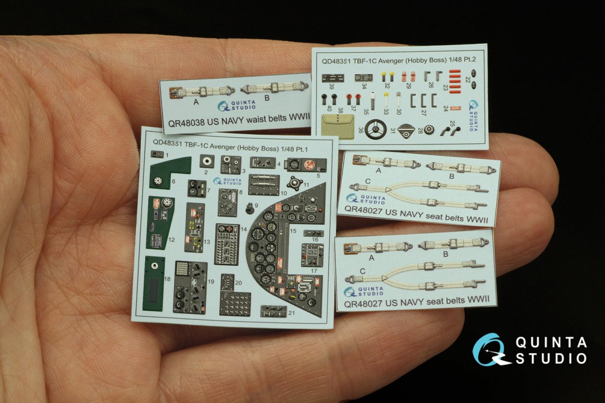 Intérieur imprimé en 3D et coloré sur papier décalcomanie Quinta Studio QD48351 TBF-1C (Hobby Boss) 1/48 – image 2
