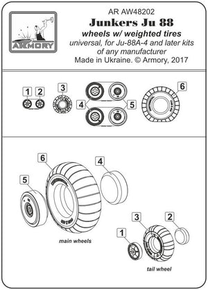 Armory Models AW48202 Junkers Ju 88 late wheels w/ weighted tires 1/48 – zdjęcie 6