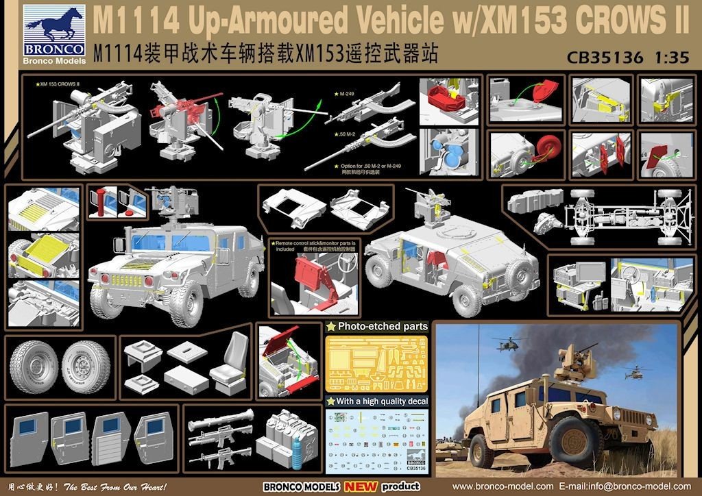 Bronco CB35136 M1114 Véhicule blindé amélioré avec XM153 CROWS II (1/35) – imagen 2