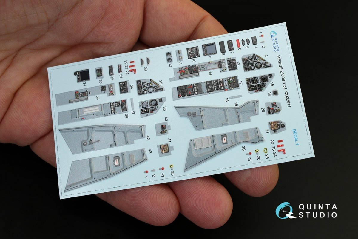 Intérieur imprimé en 3D et coloré sur papier décalcomanie Quinta Studio QD32011 Mirage 2000B (pour maquette Kitty Hawk) 1/32 – imagen 3