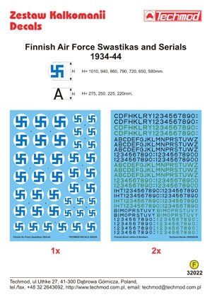 Techmod 32022 - Croix gammées et numéros de série de l&amp;#39;armée de l&amp;#39;air finlandaise 1934-44 (1/32) – immagine 2