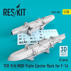 RESKIT RS32-0387 TER-9/A MOD TRIPLE EJECTOR RACK POUR F-16 (2 PCS) (IMPRESSION 3D) 1/32