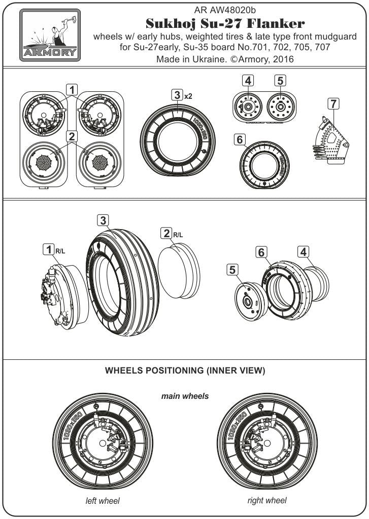 Roues du Sukhoj Su-27 Flanker Armory Models AW48020b au 1/48 – immagine 6