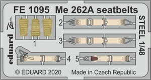 Ceintures de sécurité Eduard FE1095 Me 262A en acier, échelle 1/48, Hobby Boss