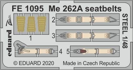 Ceintures de sécurité Eduard FE1095 Me 262A en acier, échelle 1/48, Hobby Boss