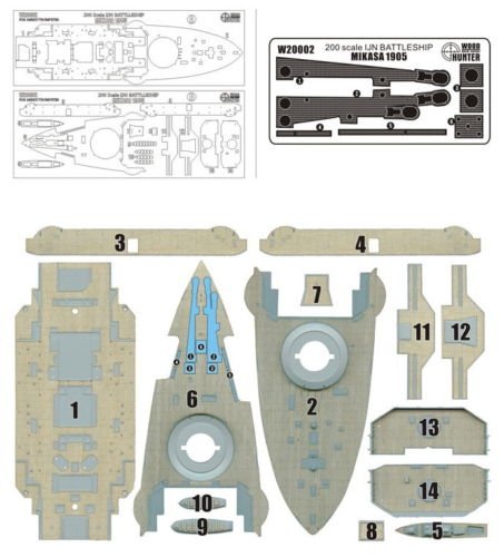 Wood Hunter W20002 IJN MIKASA terrasse en bois (pour TRUMPETER 620004) 1/200