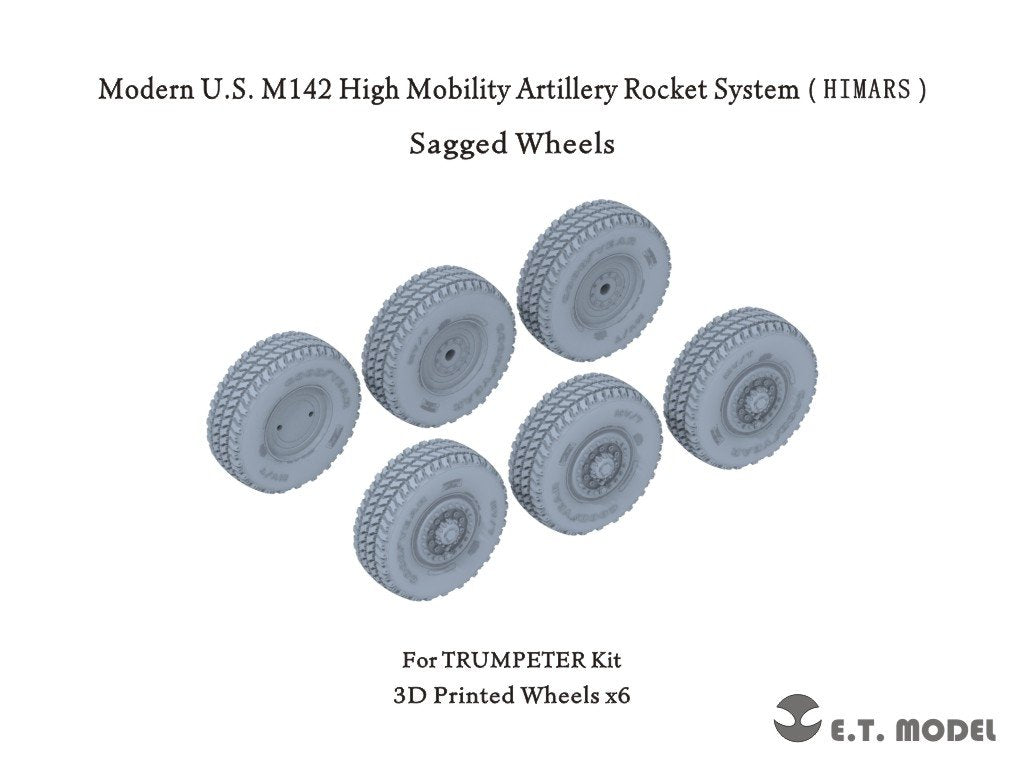 ET Model P35-127 Système de roquettes d&amp;#39;artillerie à haute mobilité américain M142 (HIMARS) Roues affaissées pour maquette Trumpeter 1/35