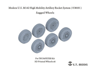 ET Model P35-127 Système de roquettes d&amp;#39;artillerie à haute mobilité américain M142 (HIMARS) Roues affaissées pour maquette Trumpeter 1/35