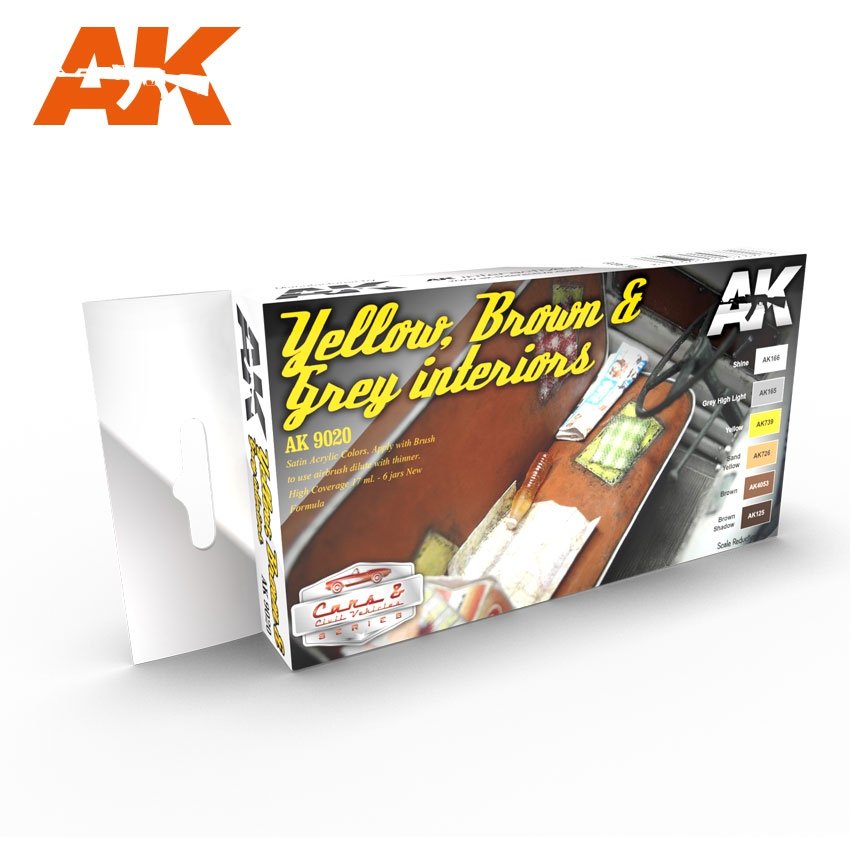 AK Interactive AK9020 INTÉRIEURS JAUNE, MARRON ET GRIS (6x17ml)