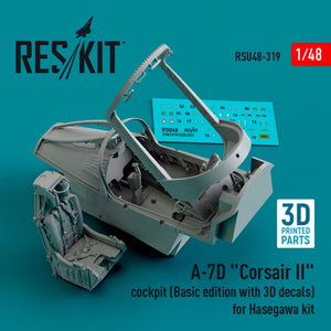 RESKIT RSU48-0319 Cockpit A-7D « Corsair II » (Édition de base avec décalcomanies 3D) pour maquette Hasegawa (Impression 3D) 1/48 – immagine 2