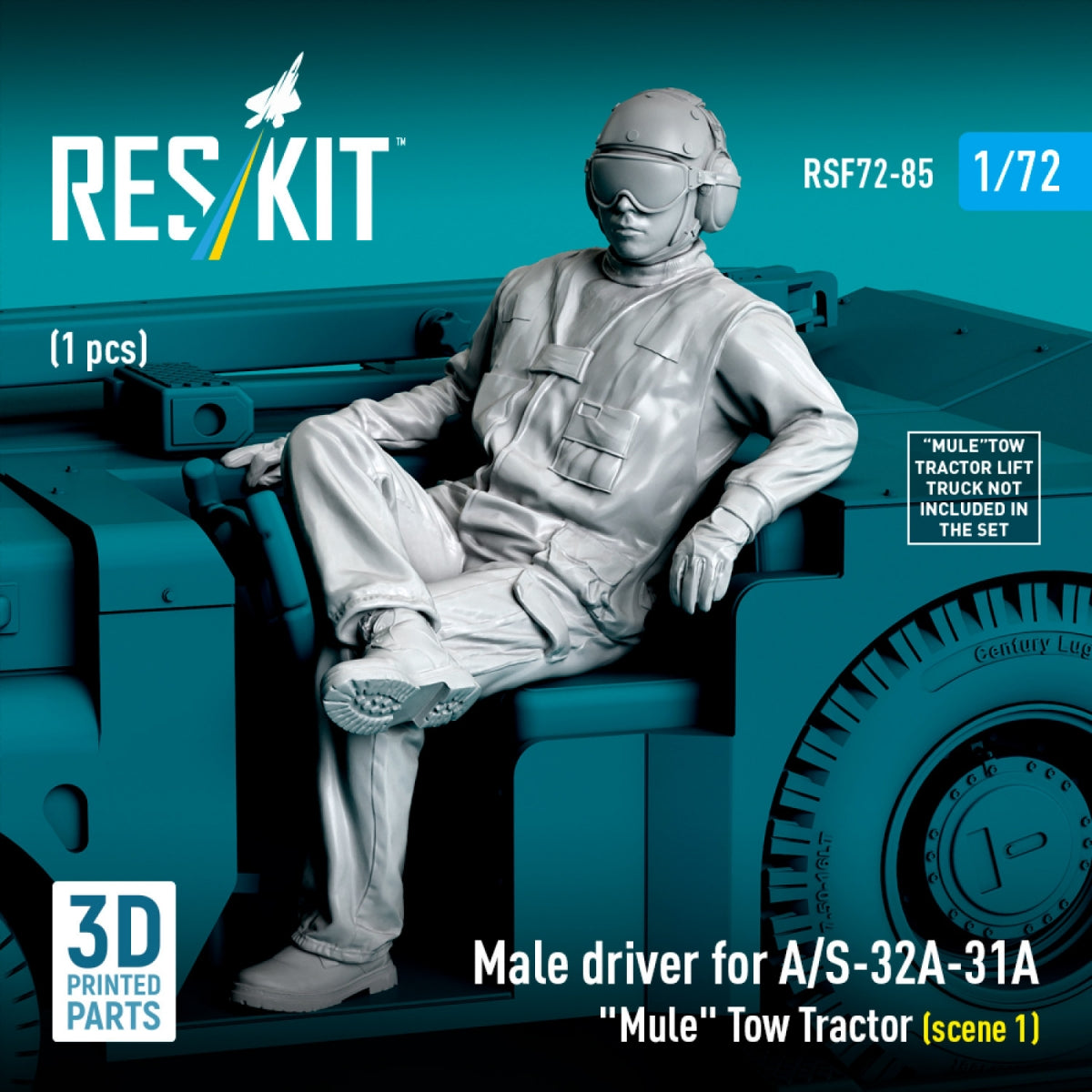 RESKIT RSF72-0085 Male driver for A/S-32A-31A "Mule" Tow Tractor (scene 1) (1 pcs) (3D Printed) 1/72