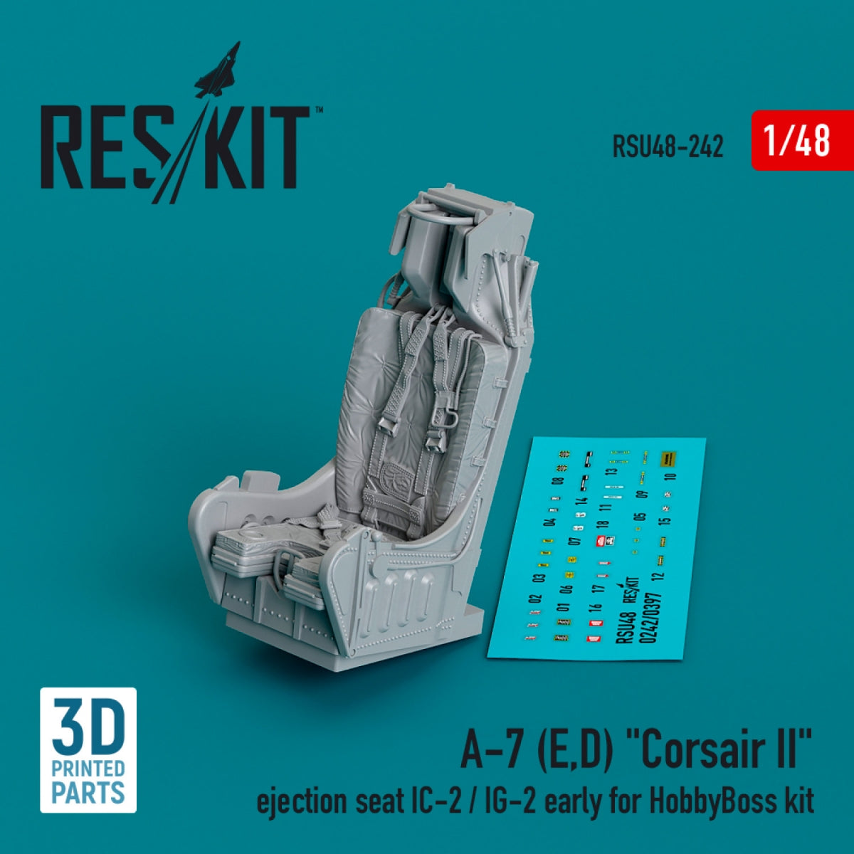 RESKIT RSU48-0242 A-7 (E,D) « Corsair II » siège éjectable IC-2 / IG-2 (première version) pour kit HobbyBoss (impression 3D) 1/48