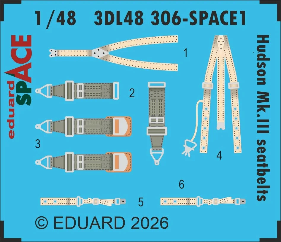 Eduard 3DL48306 Lockheed Hudson Mk.III - Space Set Seatbelts for ICM Kits 1/48