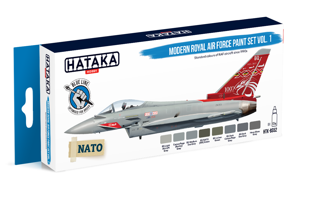 Hataka HTK-BS52 BLUE LINE – Coffret de peinture moderne Royal Air Force vol. 1, 8 x 17 ml