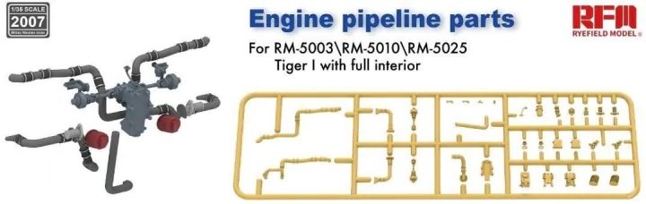 Pièces de la conduite de moteur Rye Field Model 2007 pour RM-5003, RM-5010 et RM-5025 Tiger I à l'échelle 1/35