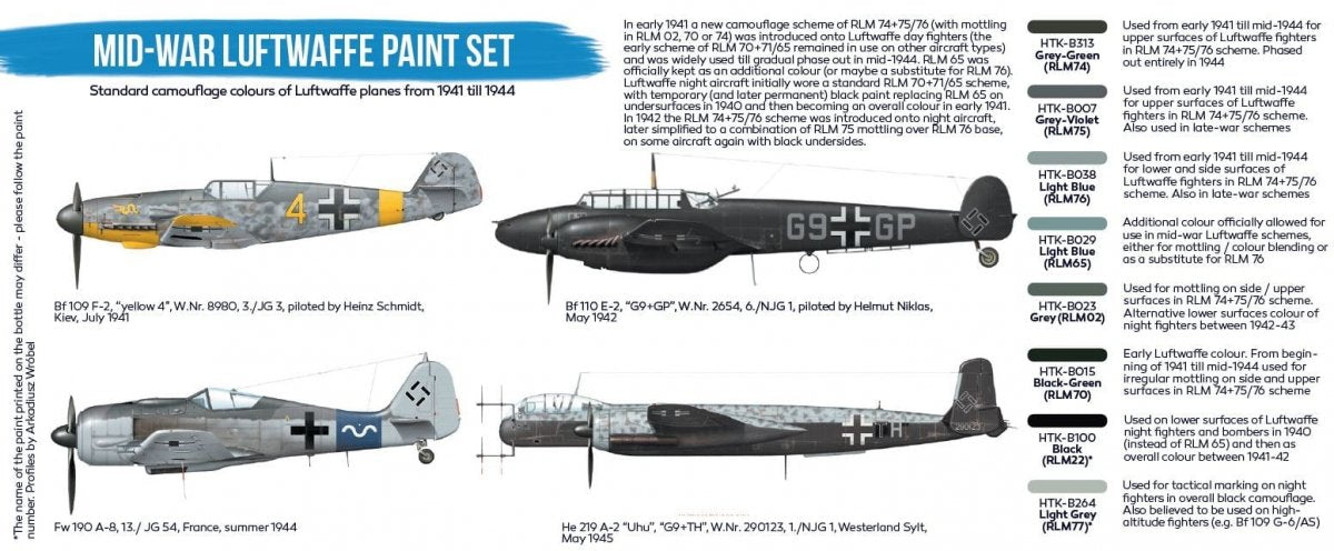 Hataka HTK-BS110 Ensemble de peinture Luftwaffe de mi-guerre (8x17 ml) – imagen 3