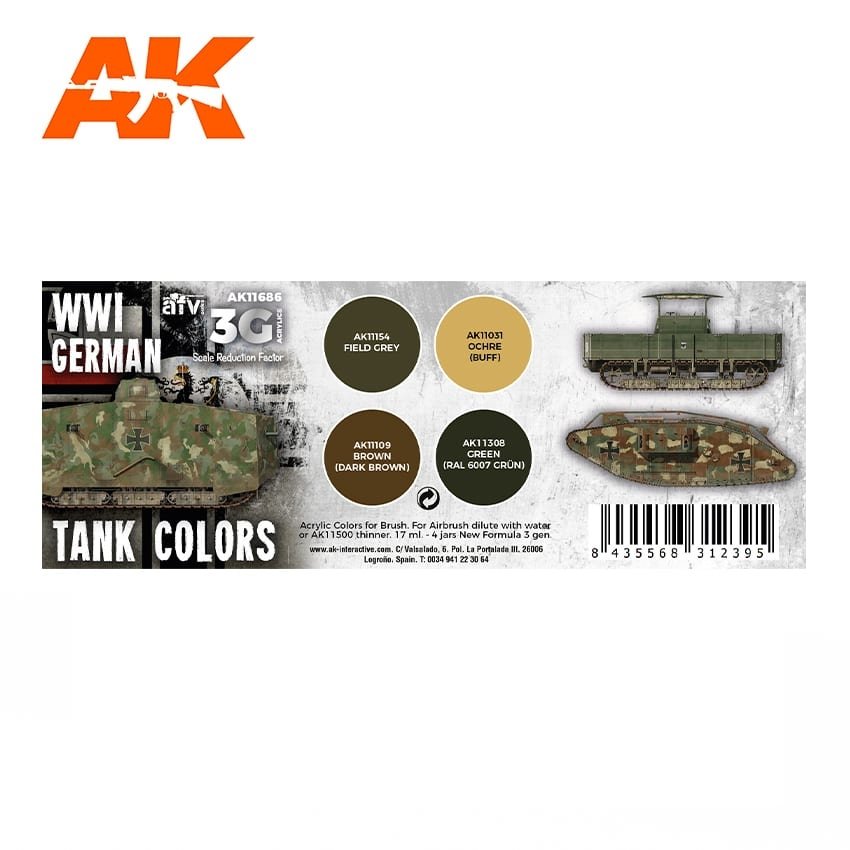 AK Interactive AK11686 3G Couleurs de chars allemands de la Première Guerre mondiale 4 x 17 ml – Bild 2