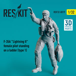 RESKIT RSF32-0019 F-35A LIGHTNING II PILOTE FÉMININE DEBOUT SUR UNE ÉCHELLE (TYPE 1) (IMPRIMÉE EN 3D) 1/32